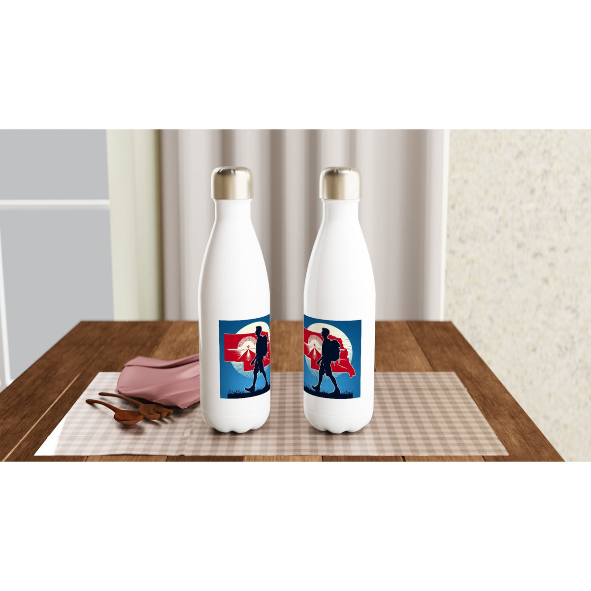 Nebraska Walking White 17oz Stainless Steel Water Bottle